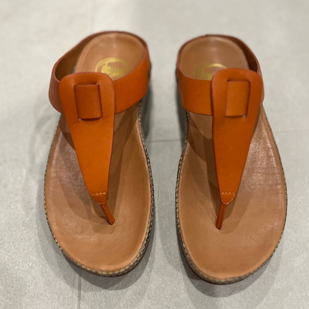Fitflop Orange and Brown Sandals Minimalist Design, Size 5, Gently Used